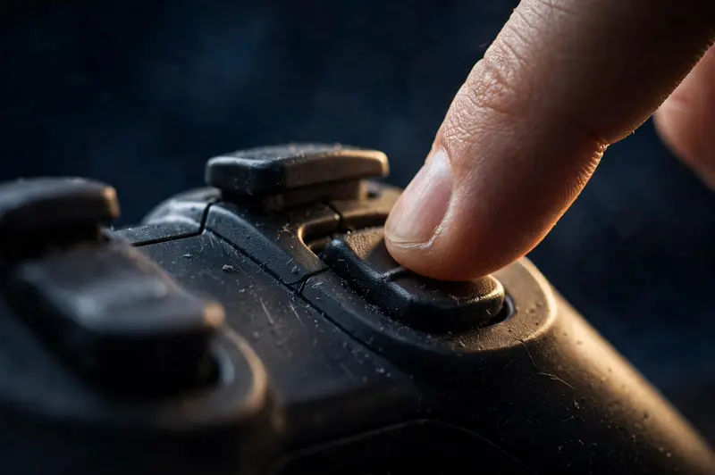 Close-up of controller triggers and bumpers